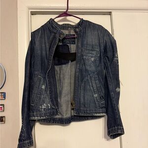 Denim Jacket with Distressed Details